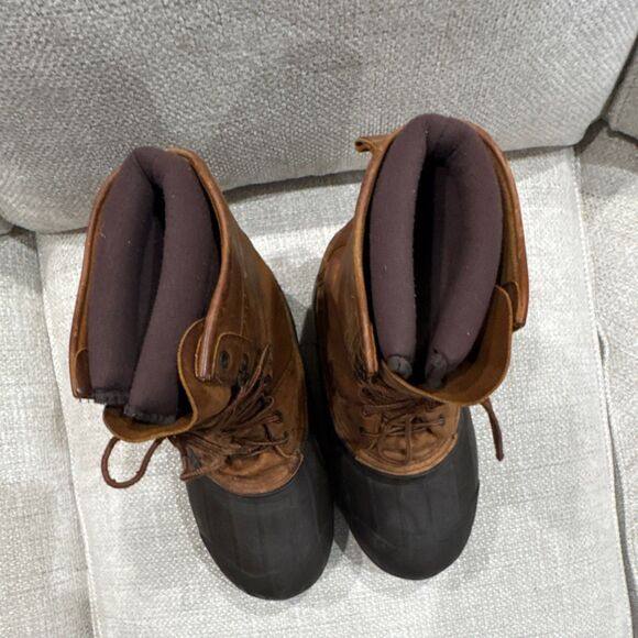 LaCrosse Men’s US 9 Brown/Black Leather Rubber Mid-Calf Snow Boots Pac boot